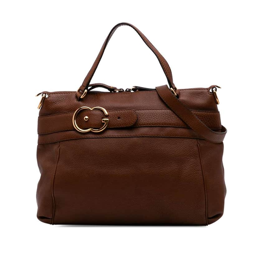 Gucci Medium Leather Ride Top Handle Bag Brown Leather Good condition - Front View