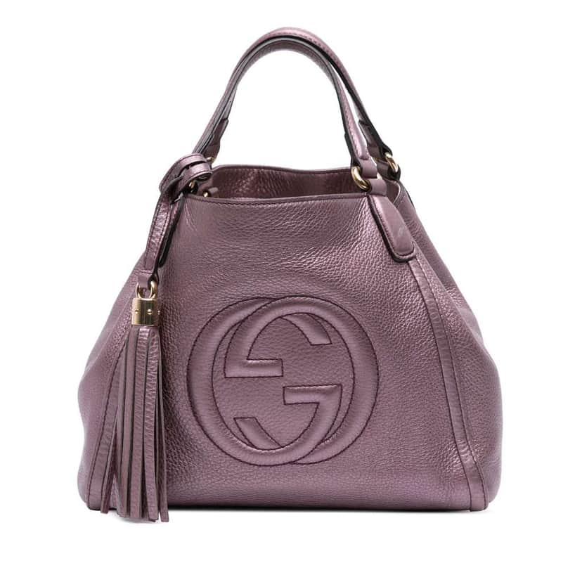 Gucci Small Metallic Leather Soho Satchel Purple Leather Good condition - Front View
