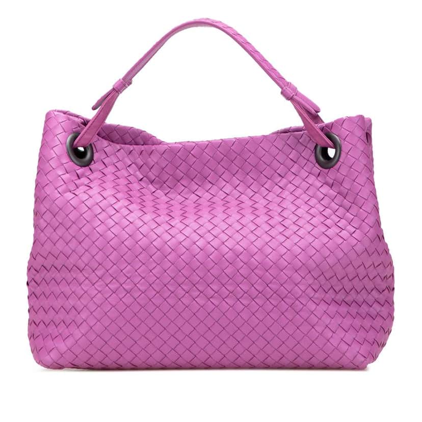 Bottega Veneta Medium Nappa Intrecciato Garda Tote Purple Leather Good condition - Front View