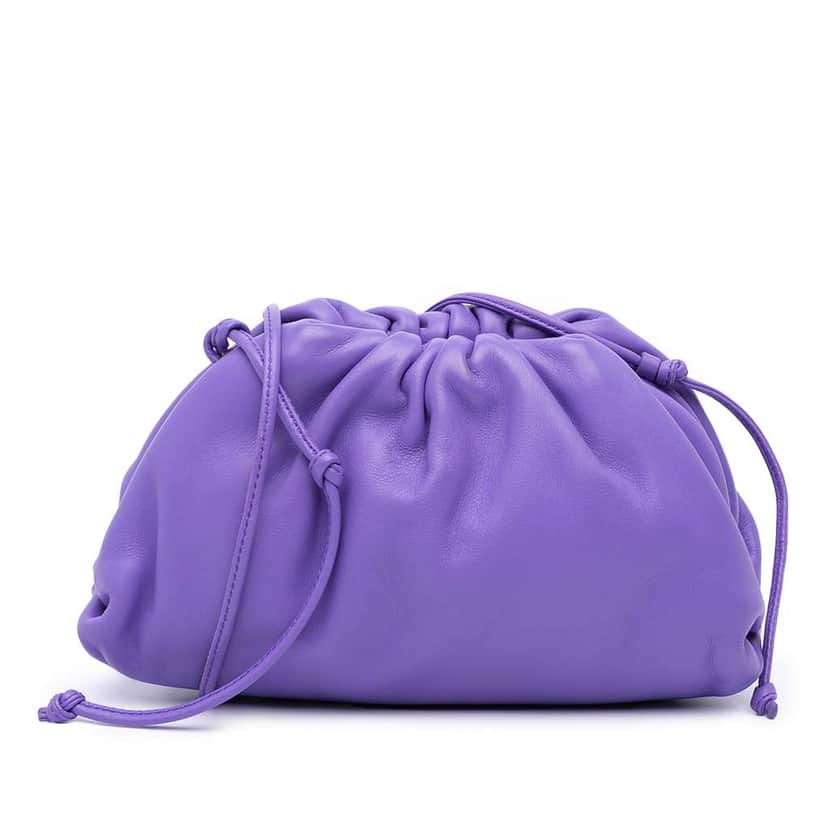 Bottega Veneta Lambskin The Mini Pouch Crossbody Purple Leather Good condition - Front View