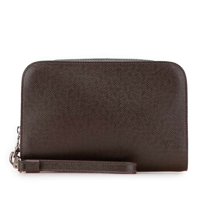 Louis Vuitton Taiga Pochette Baikal Brown Leather Good condition - Front View
