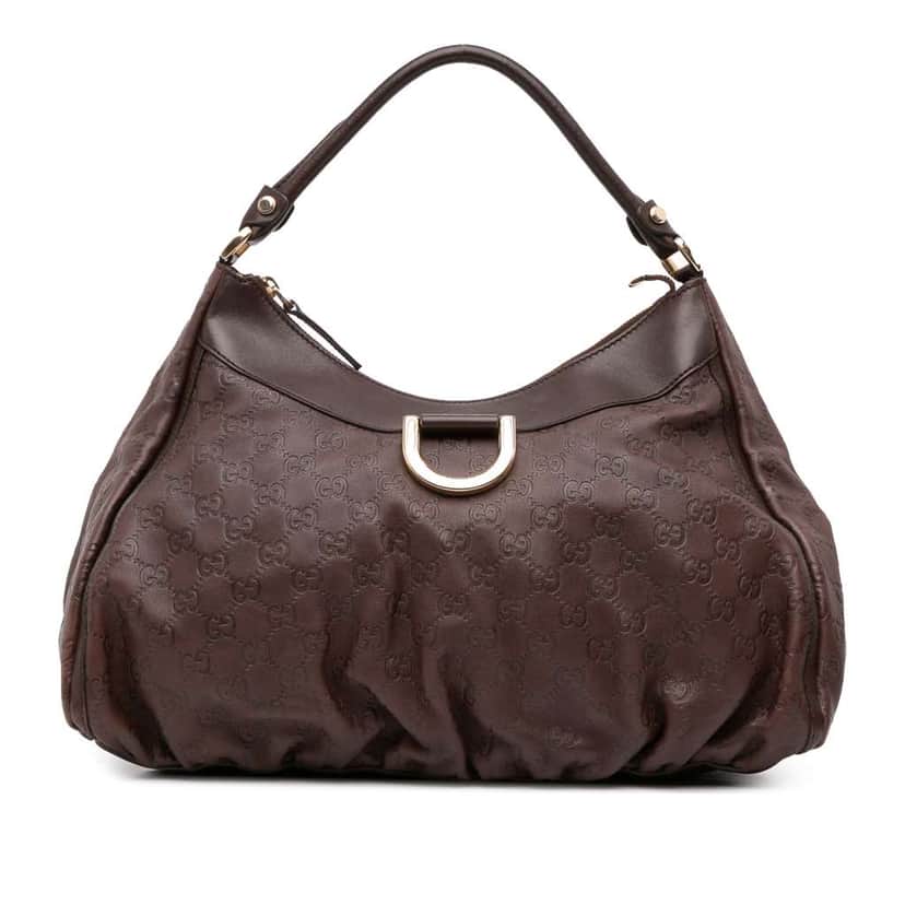 Gucci Guccissima Abbey D Ring Shoulder Bag Brown Leather Good condition - Front View