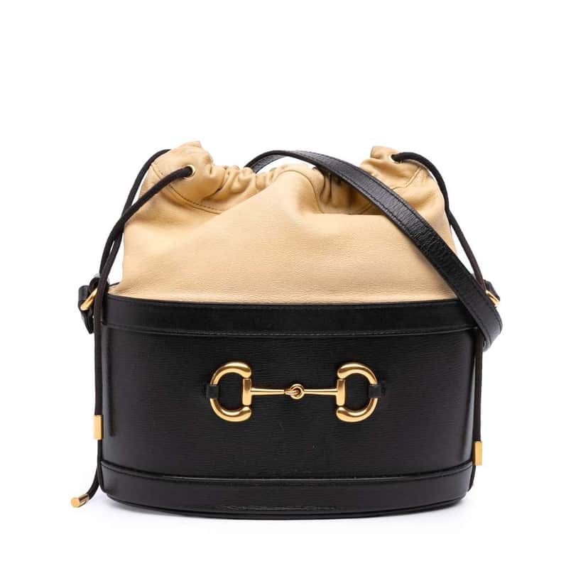 Gucci Leather Horsebit 1955 Bucket Bag Black Leather Good condition - Front View
