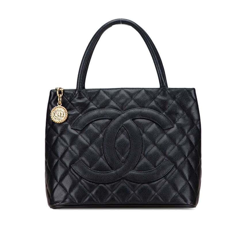 Chanel Caviar Medallion Tote Black Leather Good condition - Front View