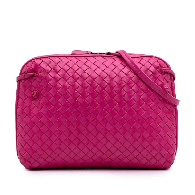 Bottega Veneta Nappa Intrecciato Nodini Crossbody Pink Leather Very good condition - Front View