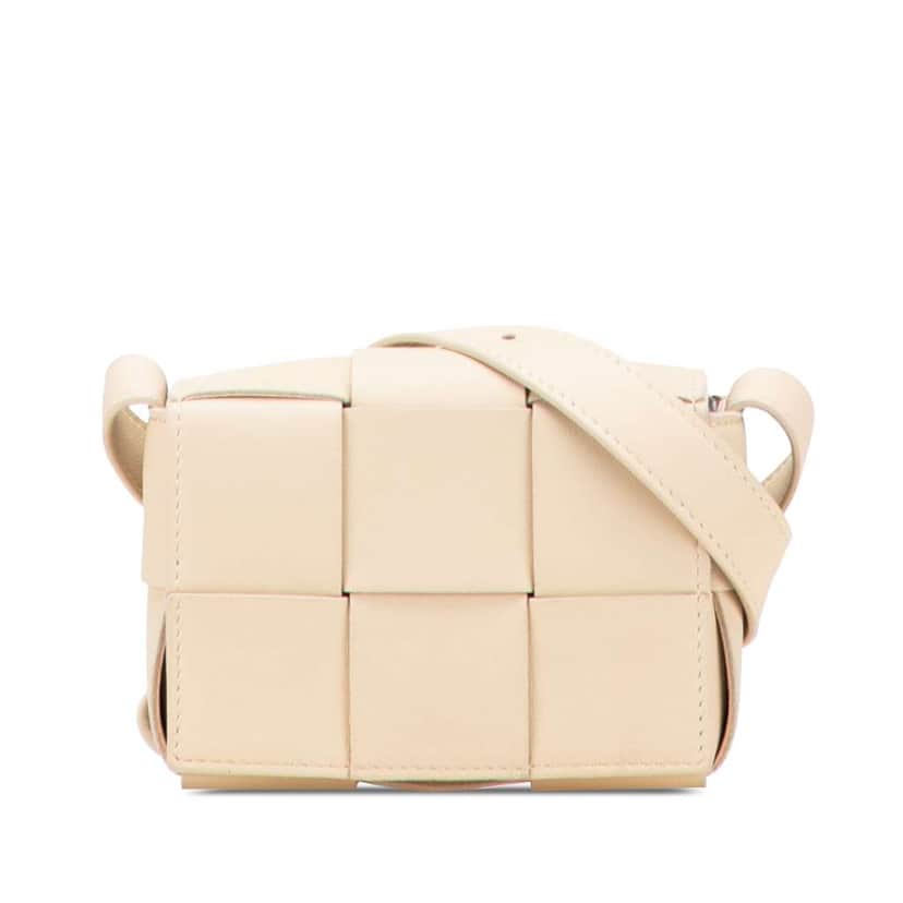 Bottega Veneta Candy Nappa Intrecciato Cassette Crossbody Brown Leather Good condition - Front View