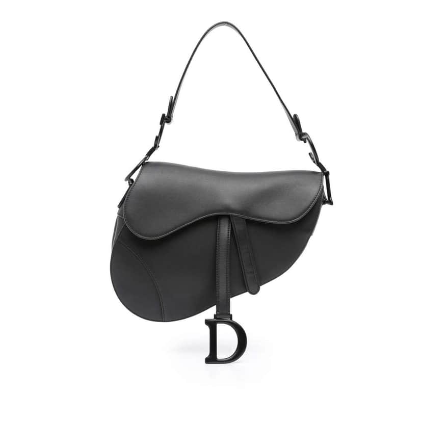 Dior Ultra Matte Calfskin Saddle Bag Black Leather Good condition - Front View