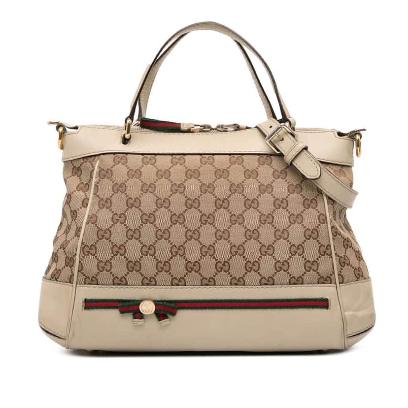 Gucci Small GG Canvas Web Mayfair Satchel Brown Canvas Fair condition - Front View