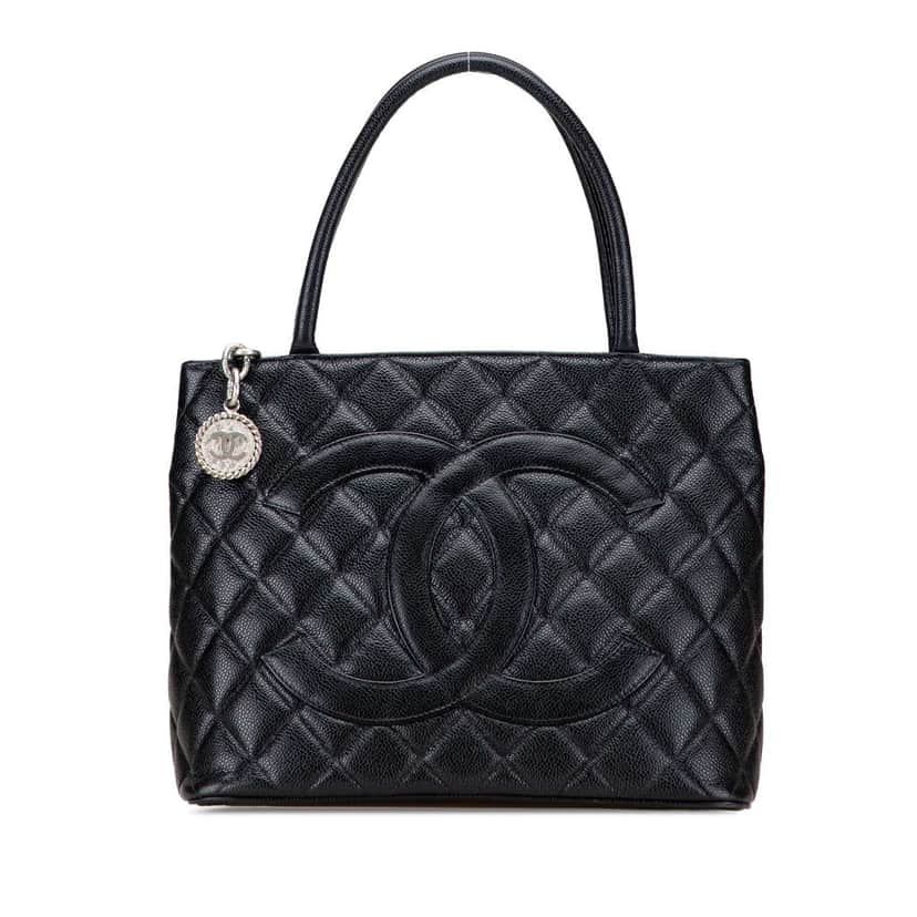 Chanel Caviar Medallion Tote Black Leather Good condition - Front View