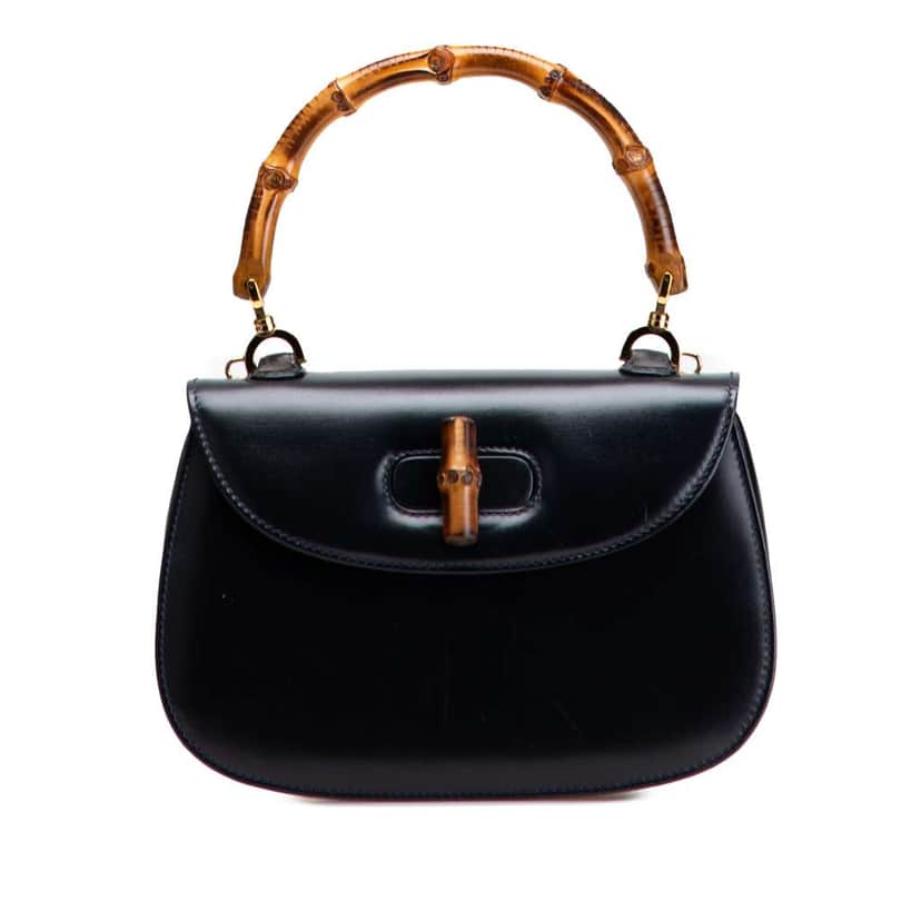 Gucci Calfskin Bamboo Night Black Leather Good condition - Front View