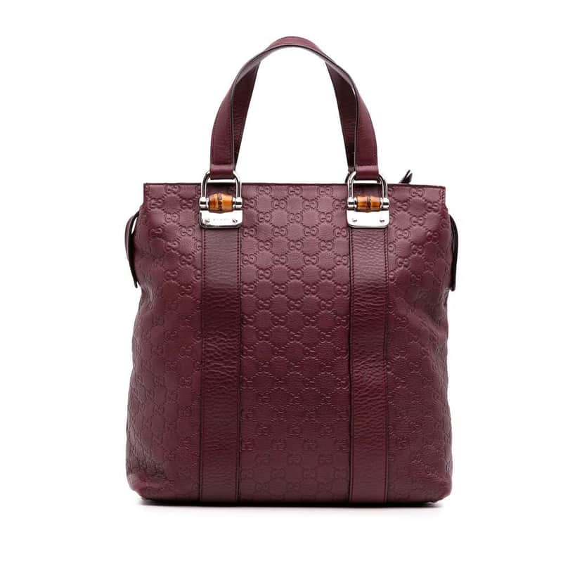 Gucci Guccissima Tender Bamboo Bar Tote Red Leather Good condition - Front View