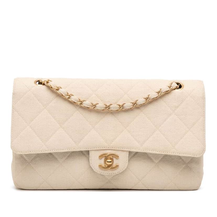 Chanel Medium Classic Canvas Double Flap Brown Canvas Good condition - Front View