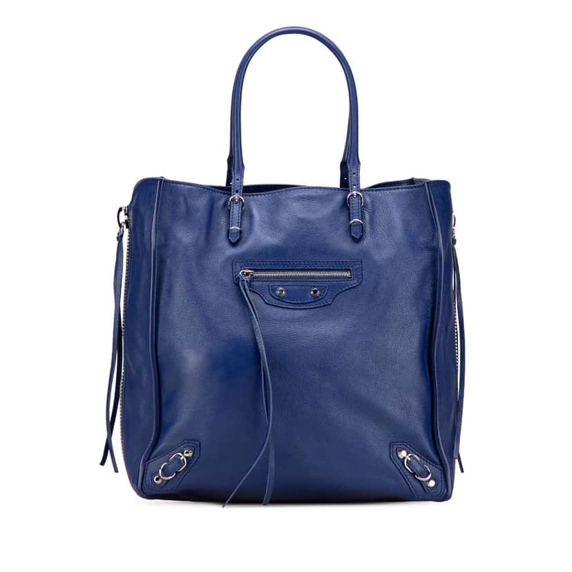 Balenciaga Leather Papier A5 Zip Around Tote Blue Leather Good condition - Front View