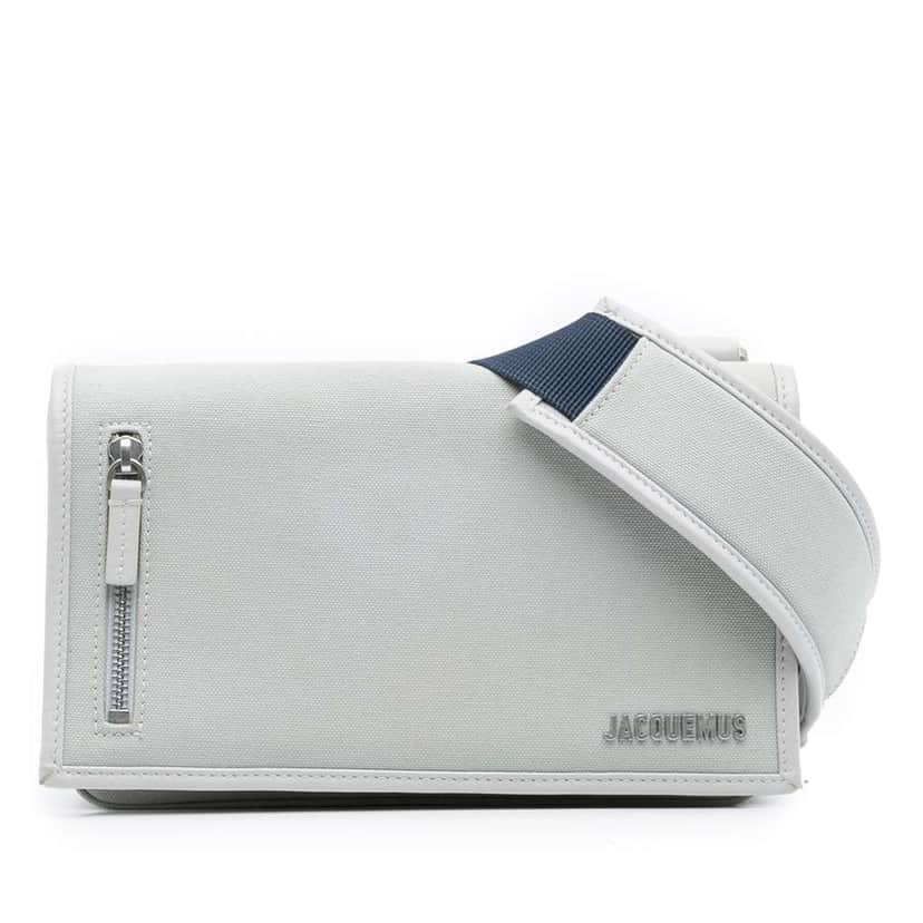 Jacquemus Mini Canvas and Leather Le Messageru Crossbody Grey Canvas Good condition - Front View