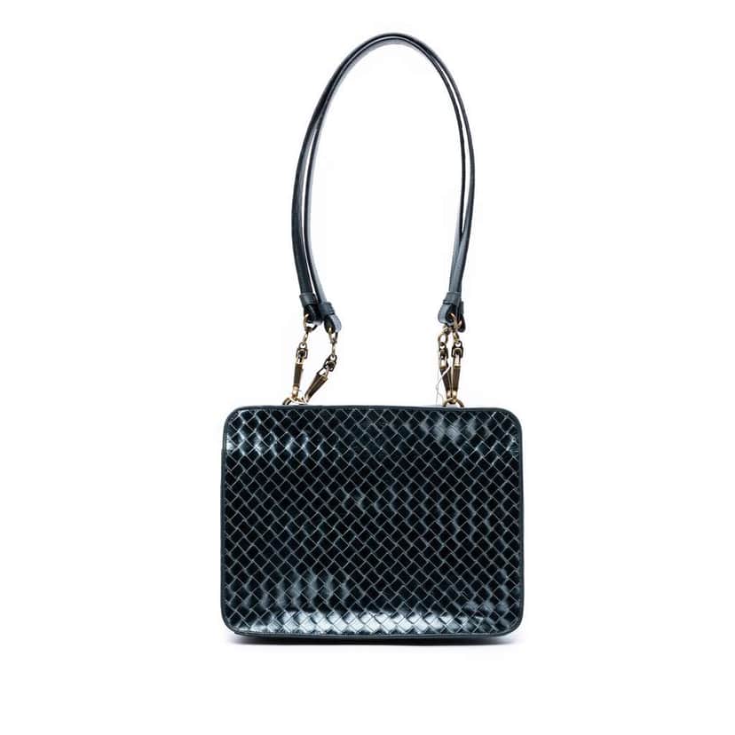 Bottega Veneta Nappa Intrecciato Shoulder Bag Blue Leather Good condition - Front View