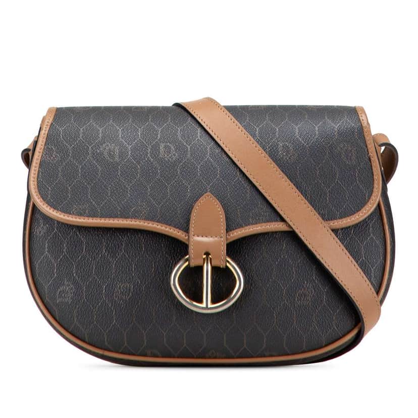 Dior Honeycomb Coated Canvas Crossbody Brown Canvas Fair condition - Front View