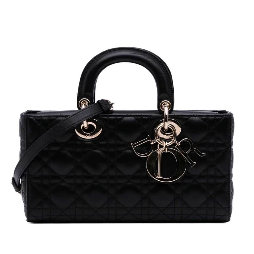 Dior Medium Lambskin Cannage Lady D Joy Black Leather Good condition - Front View