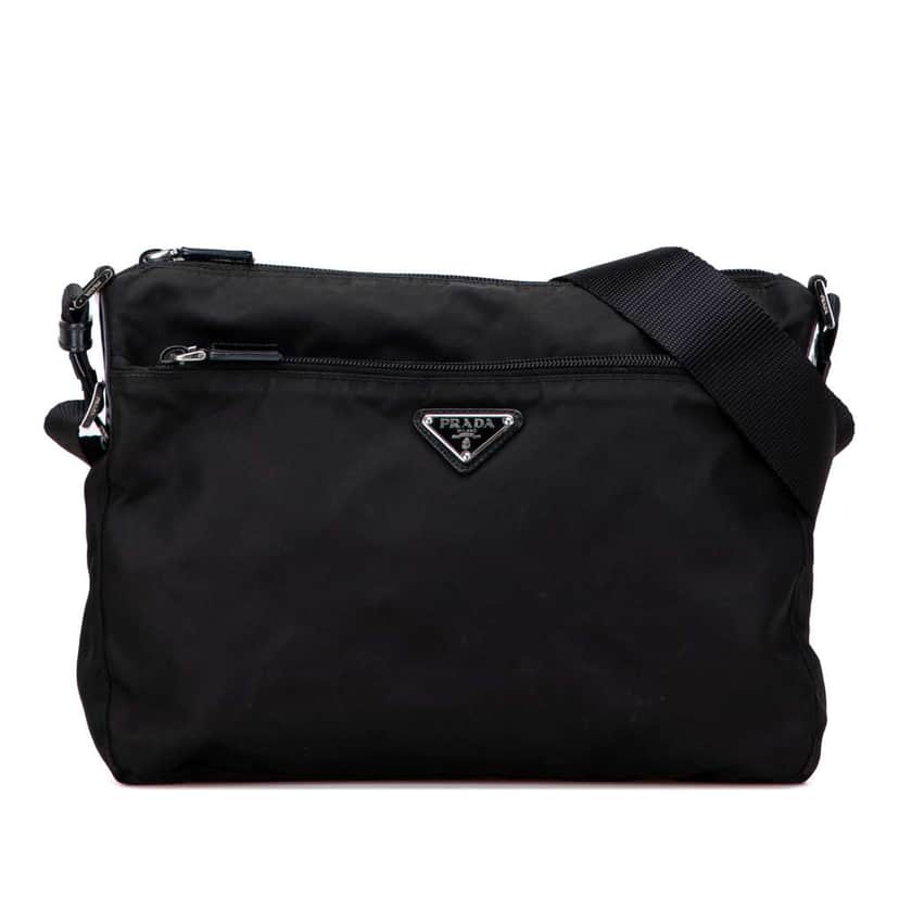 Prada Tessuto Zip Top Crossbody Black Good condition - Front View