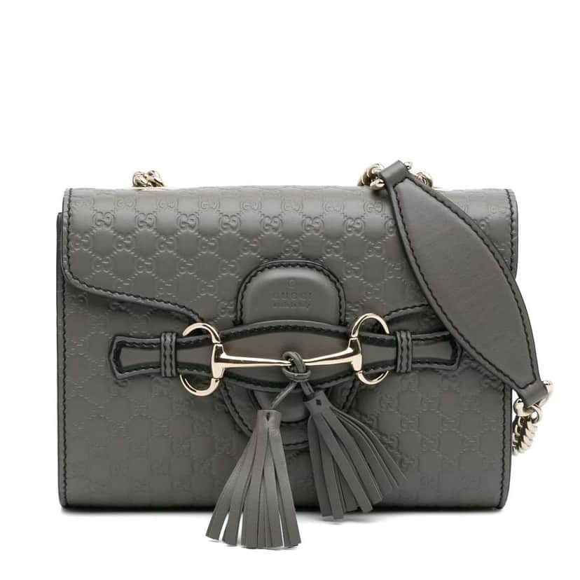 Gucci Mini Microguccissima Emily Crossbody Grey Leather Good condition - Front View
