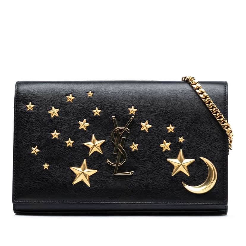 Saint Laurent Leather Moon and Star Monogram Kate Wallet On Chain Black Leather Good condition - Front View