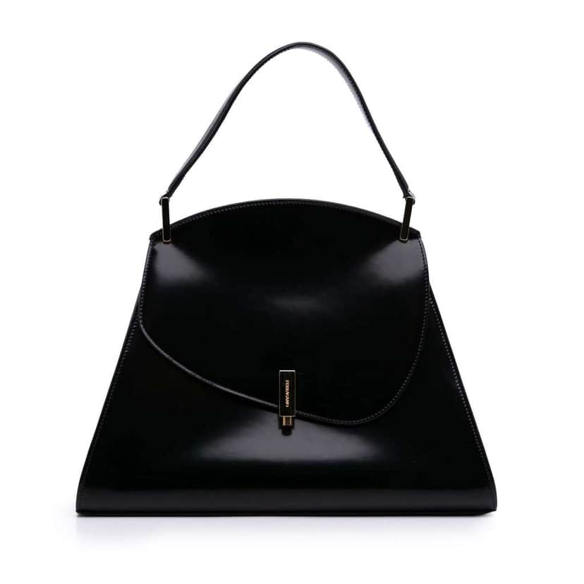 Salvatore Ferragamo Medium Leather Prisma Top Handle Bag Black Leather Good condition - Front View