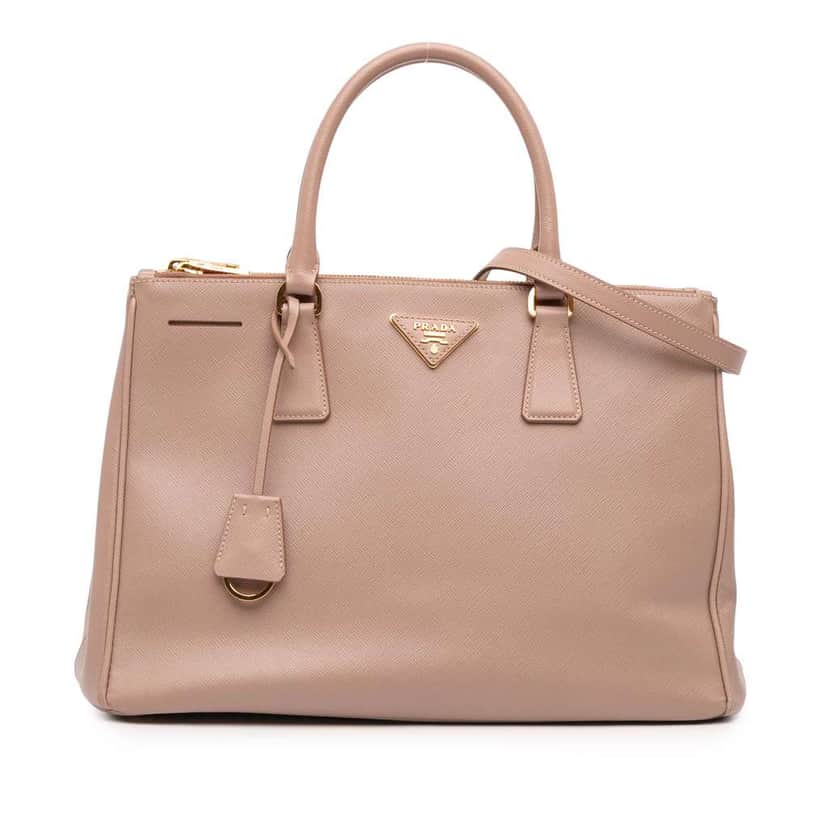 Prada Medium Saffiano Lux Galleria Double Zip Satchel Brown Leather Good condition - Front View