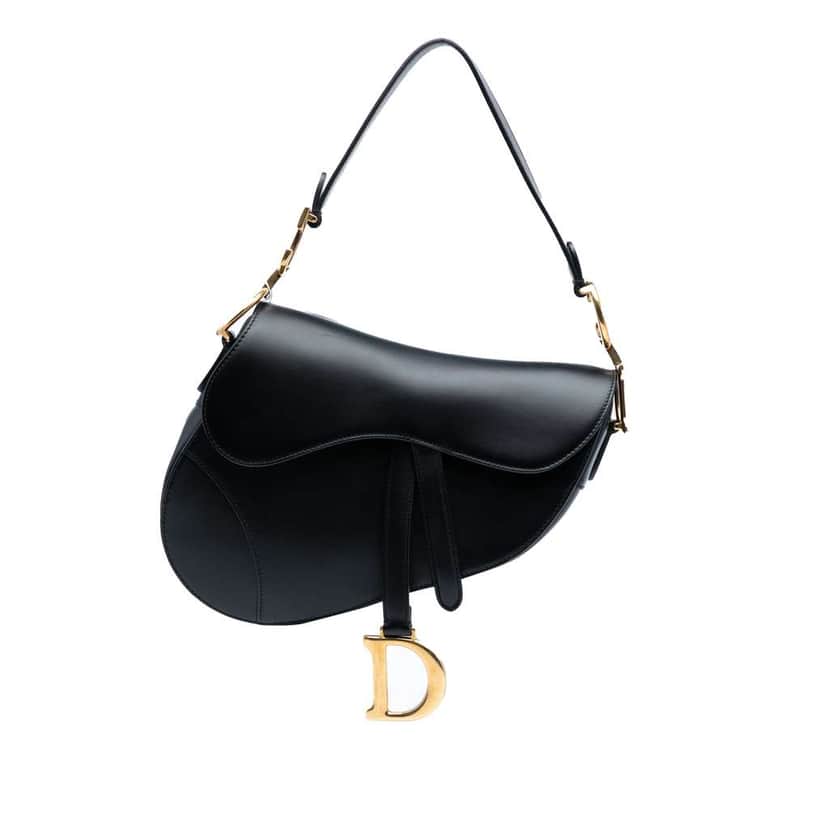 Dior Mini Leather Saddle Bag Black Leather Good condition - Front View