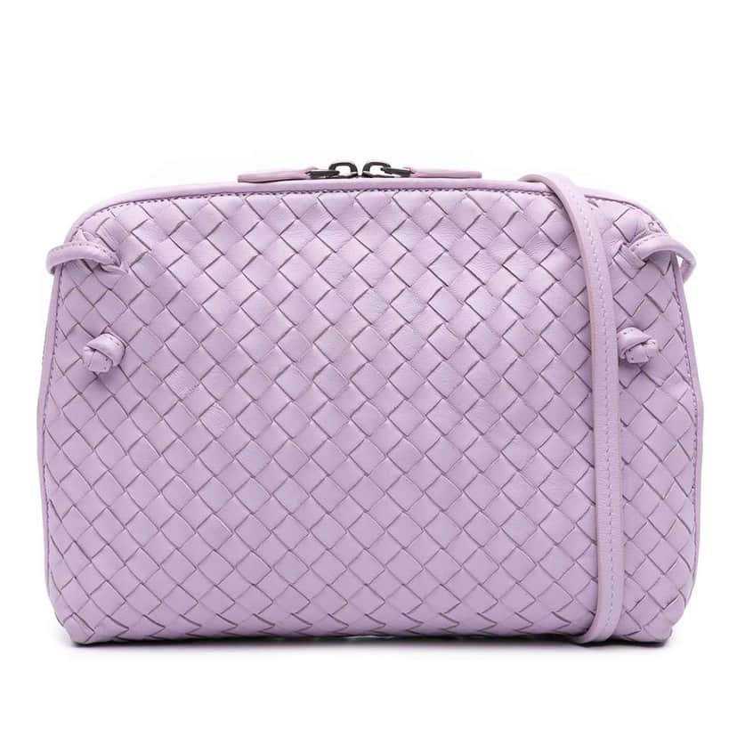 Bottega Veneta Nappa Intrecciato Nodini Crossbody Purple Leather Good condition - Front View