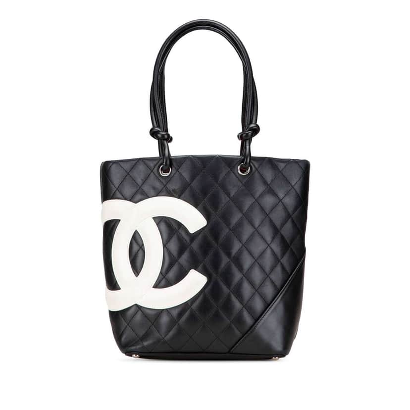 Chanel Medium Lambskin Cambon Ligne Tote Black Leather Good condition - Front View