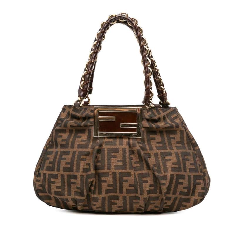 Fendi Small Zucca Canvas Mia Chain Tote Brown Canvas Good condition - Front View