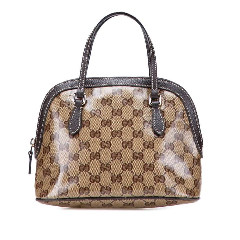 Gucci Mini GG Crystal Dome Satchel Brown Canvas Good condition - Front View