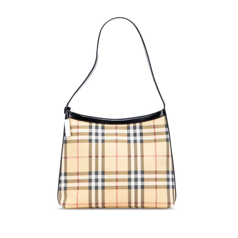 Burberry House Check Coated Canvas Shoulder Bag Brown Canvas Good condition - Front View
