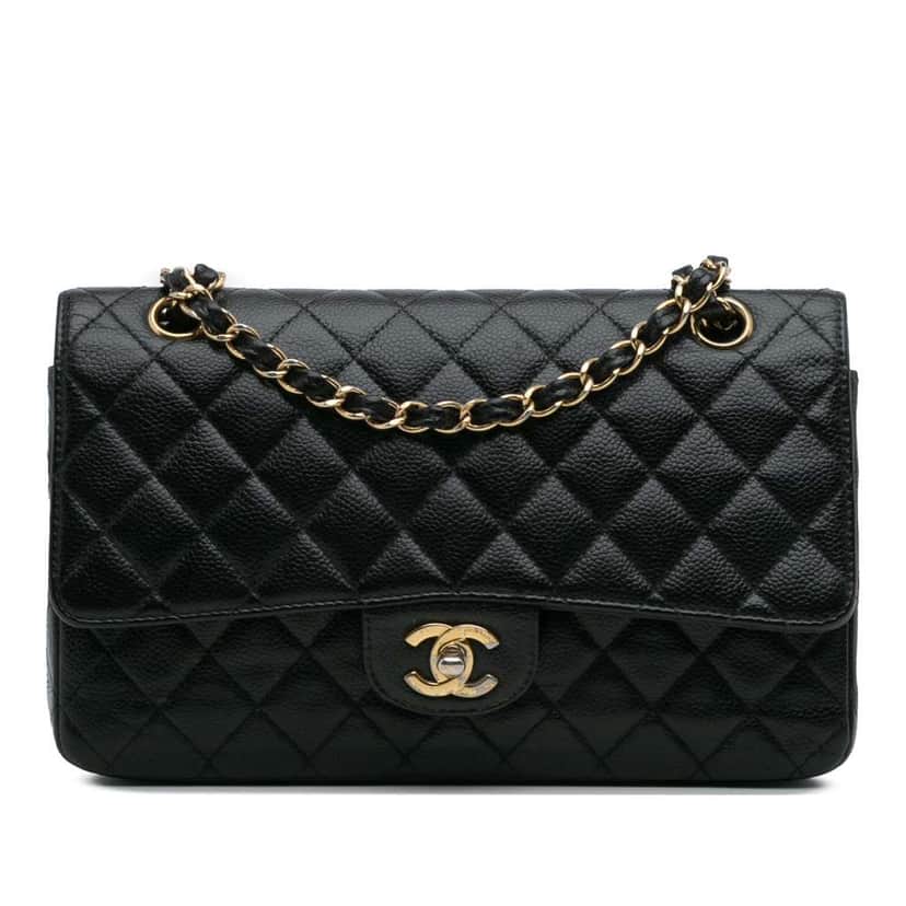 Chanel Medium Classic Caviar Double Flap Black Leather Good condition - Front View