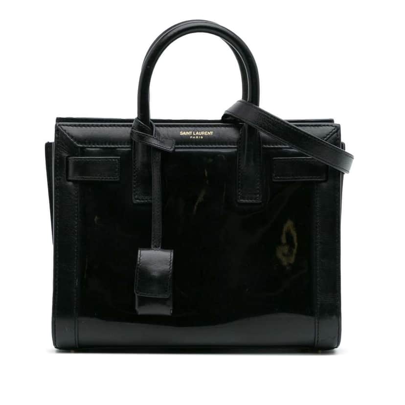 Saint Laurent Nano Patent Sac de Jour Satchel Black Leather Good condition - Front View
