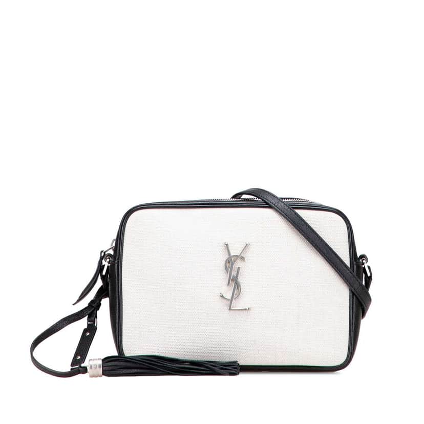 Saint Laurent Canvas Monogram Lou Camera Bag White Canvas Good condition - Front View