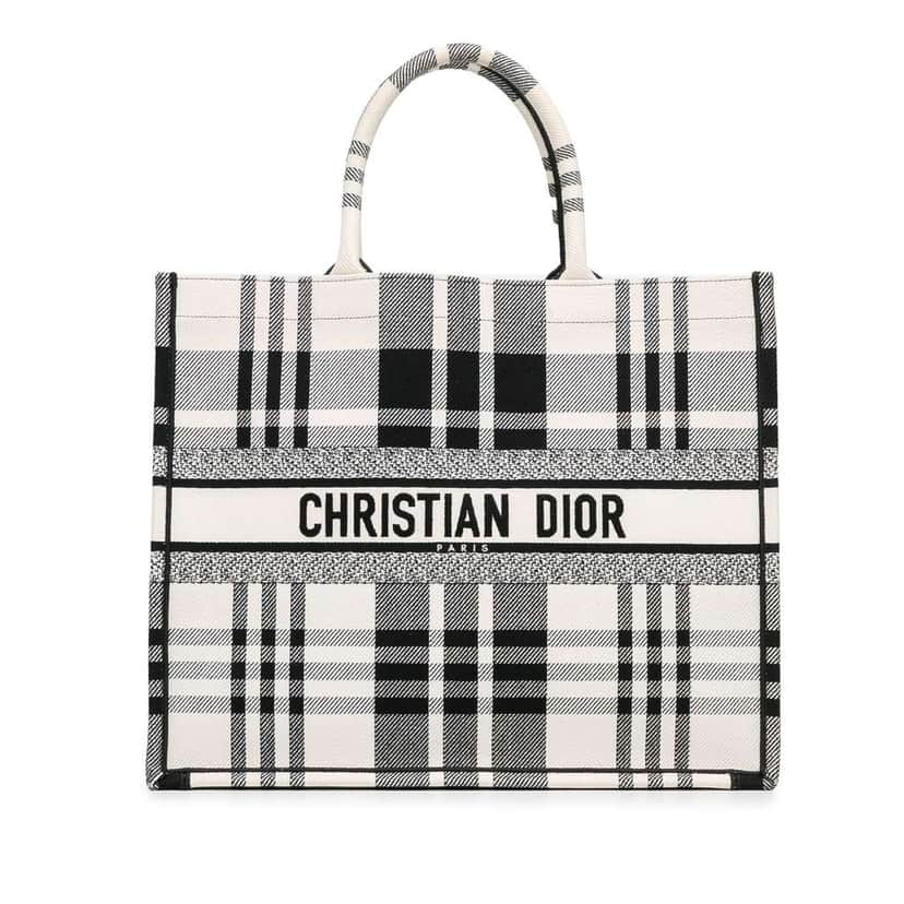 Dior Large Check'n'Dior Book Tote White Canvas Good condition - Front View