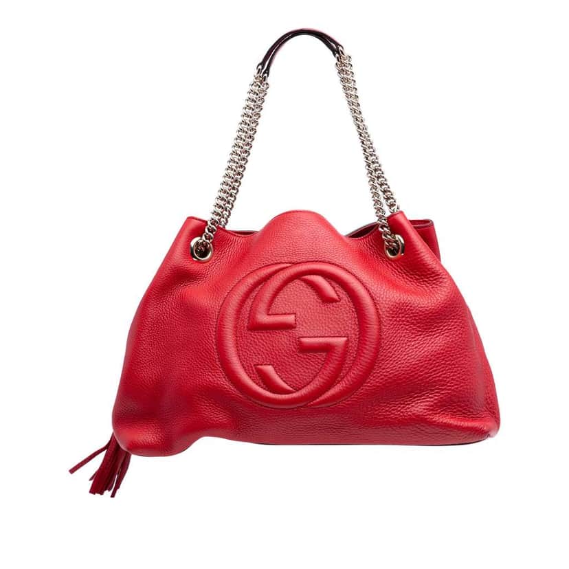Gucci Medium Leather Soho Chain Tote Red Leather Good condition - Front View