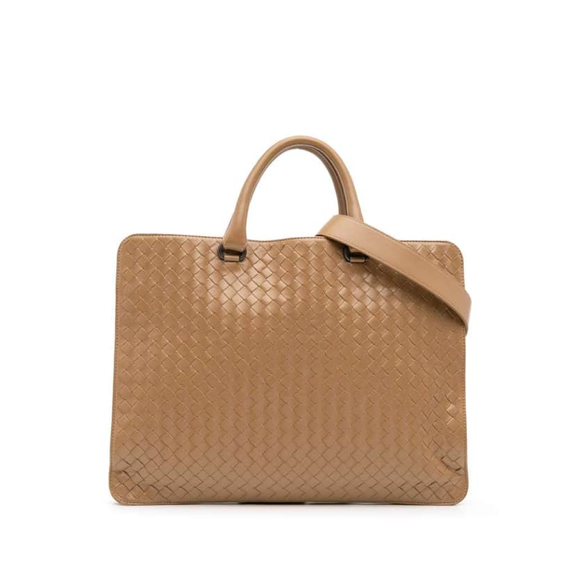 Bottega Veneta Nappa Intrecciato Business Bag Brown Leather Good condition - Front View
