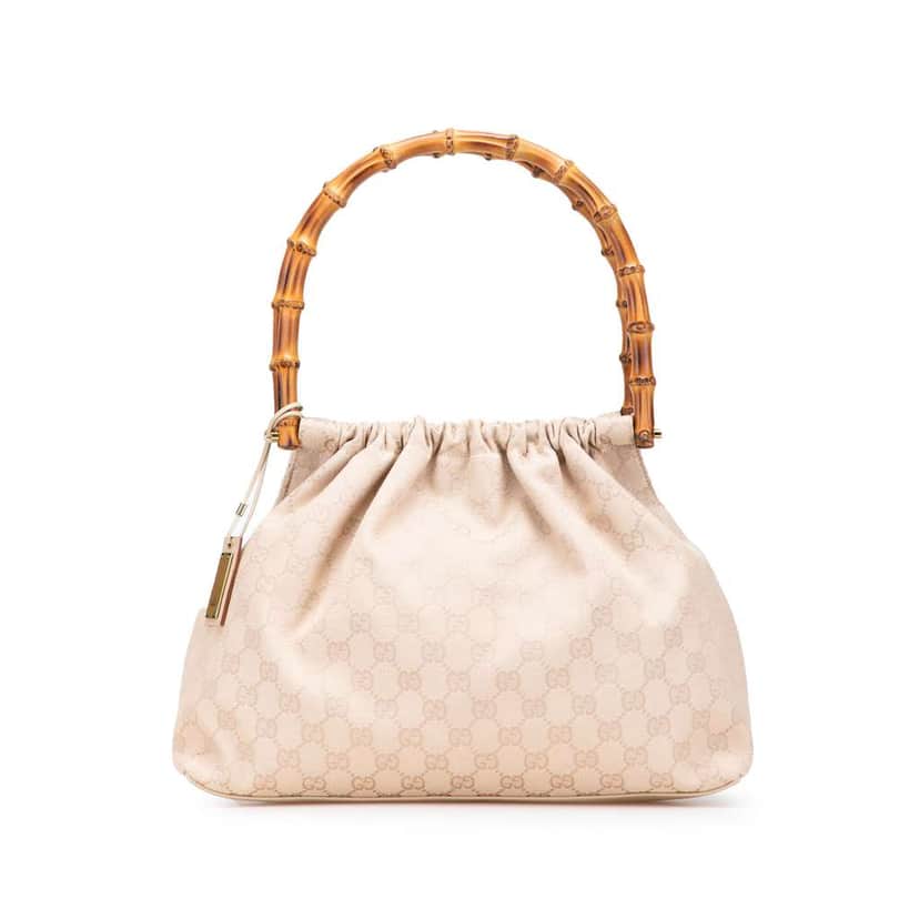 Gucci GG Canvas Bamboo Handbag Brown Canvas Good condition - Front View