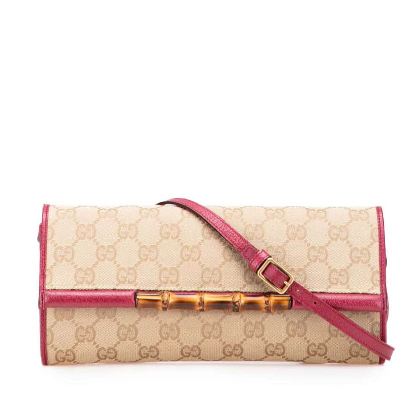 Gucci GG Canvas Bamboo Bar Crossbody Brown Canvas Good condition - Front View
