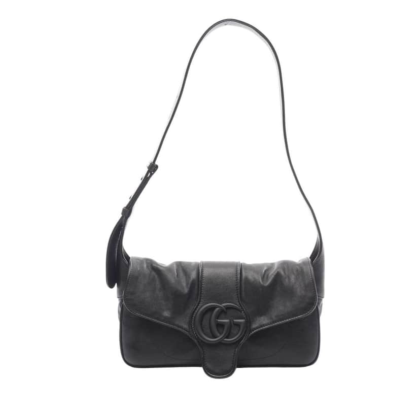 Gucci Small Goatskin Aphrodite Shoulder Bag Black Leather Good condition - Front View