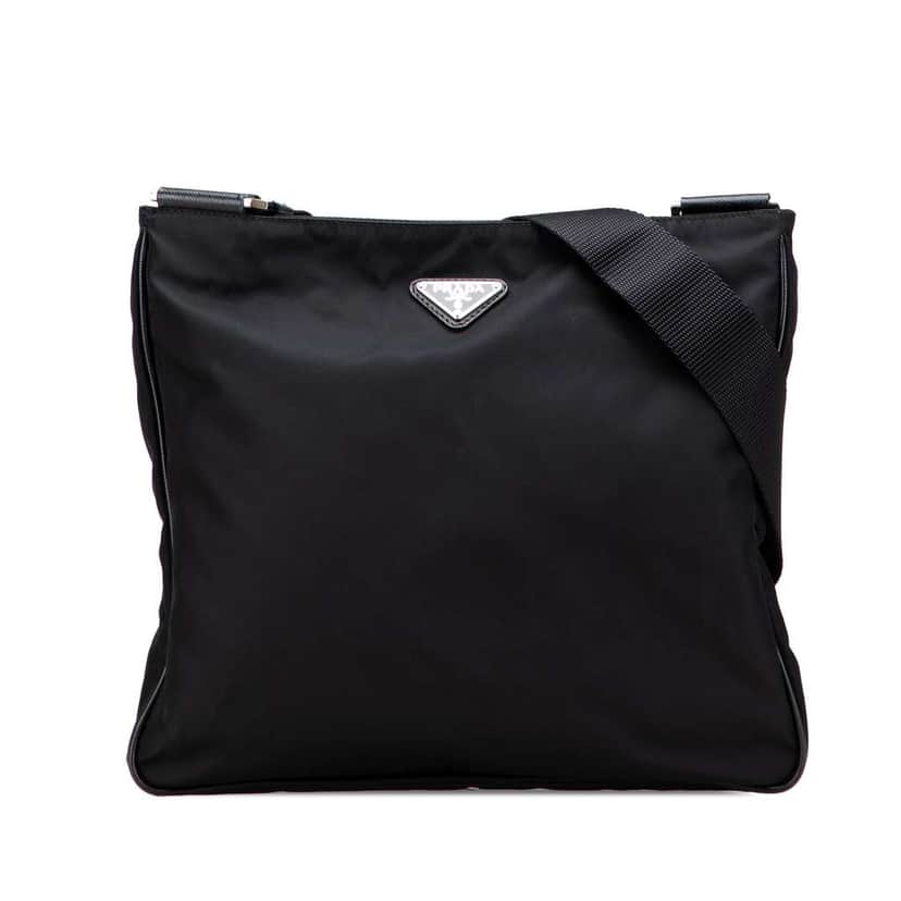 Prada Tessuto Zip Top Crossbody Black Good condition - Front View