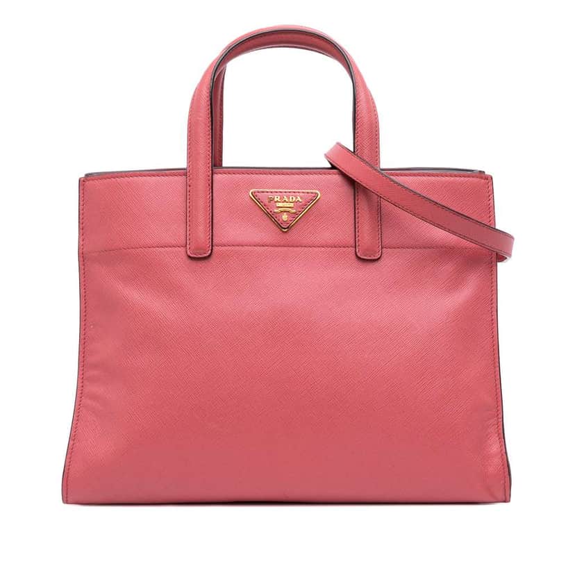 Prada Saffiano Soft Triple Pocket Tote Pink Leather Good condition - Front View