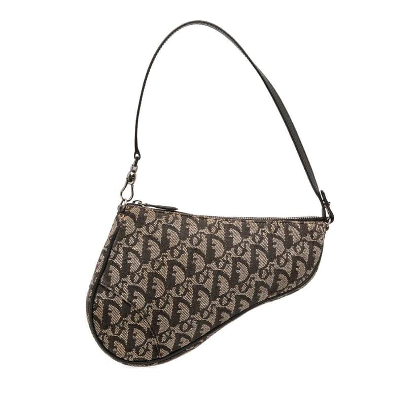 Dior Mini Diorissimo Canvas Saddle Pochette Black Canvas Good condition - Front View