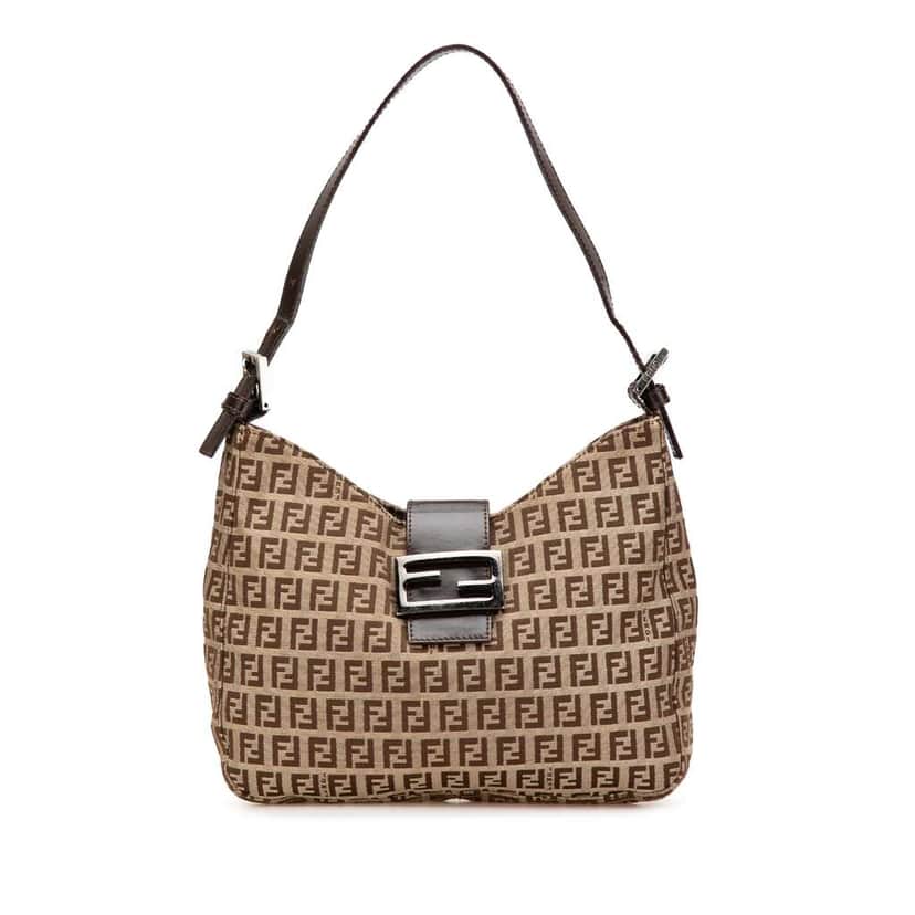 Fendi Zucchino Canvas Shoulder Bag Brown Canvas Good condition - Front View