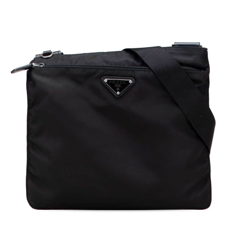 Prada Tessuto Zip Top Crossbody Black Good condition - Front View