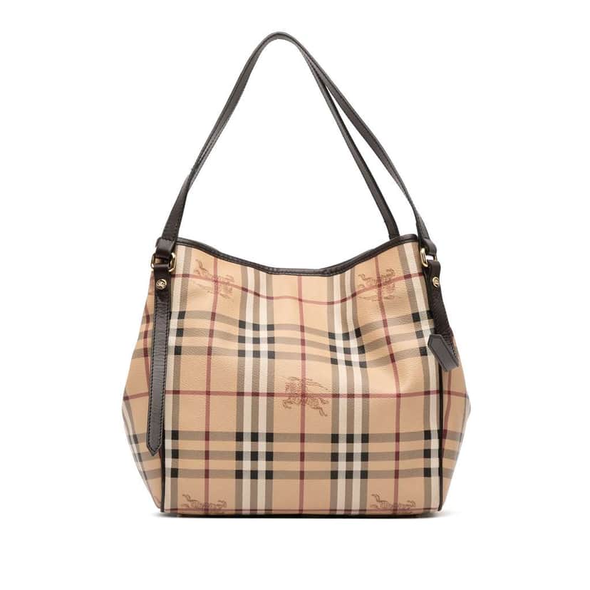 Burberry Small Haymarket Check Coated Canvas Canterbury Tote Brown Canvas Good condition - Front View