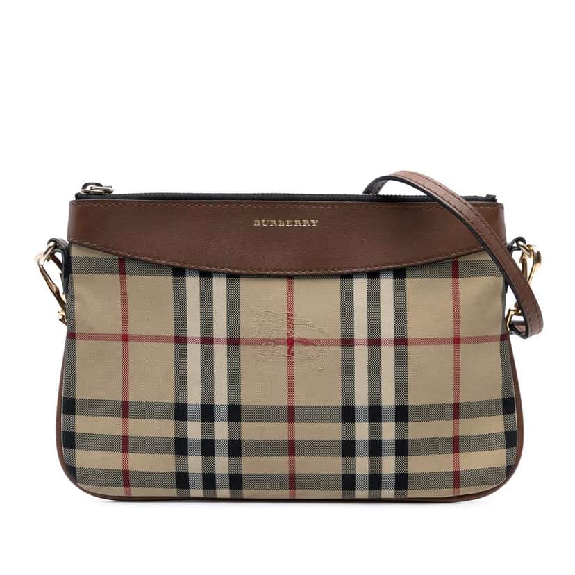 Burberry Haymarket Check Canvas Peyton Crossbody Brown Canvas Good condition - Front View