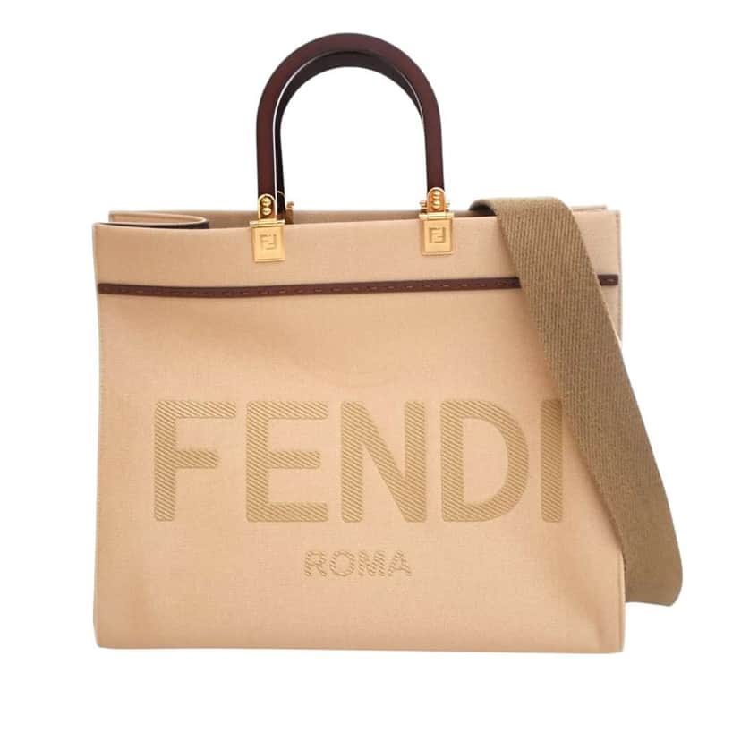 Fendi Medium Canvas Sunshine Shopper Tote Brown Canvas Good condition - Front View