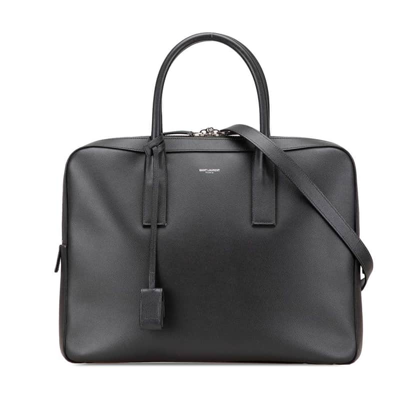 Saint Laurent Medium Grain De Poudre Museum Briefcase Black Leather Good condition - Front View